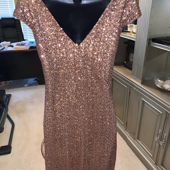 Bronze sequined dress by Ralph Lauren size 10 - Picture 5 of 6